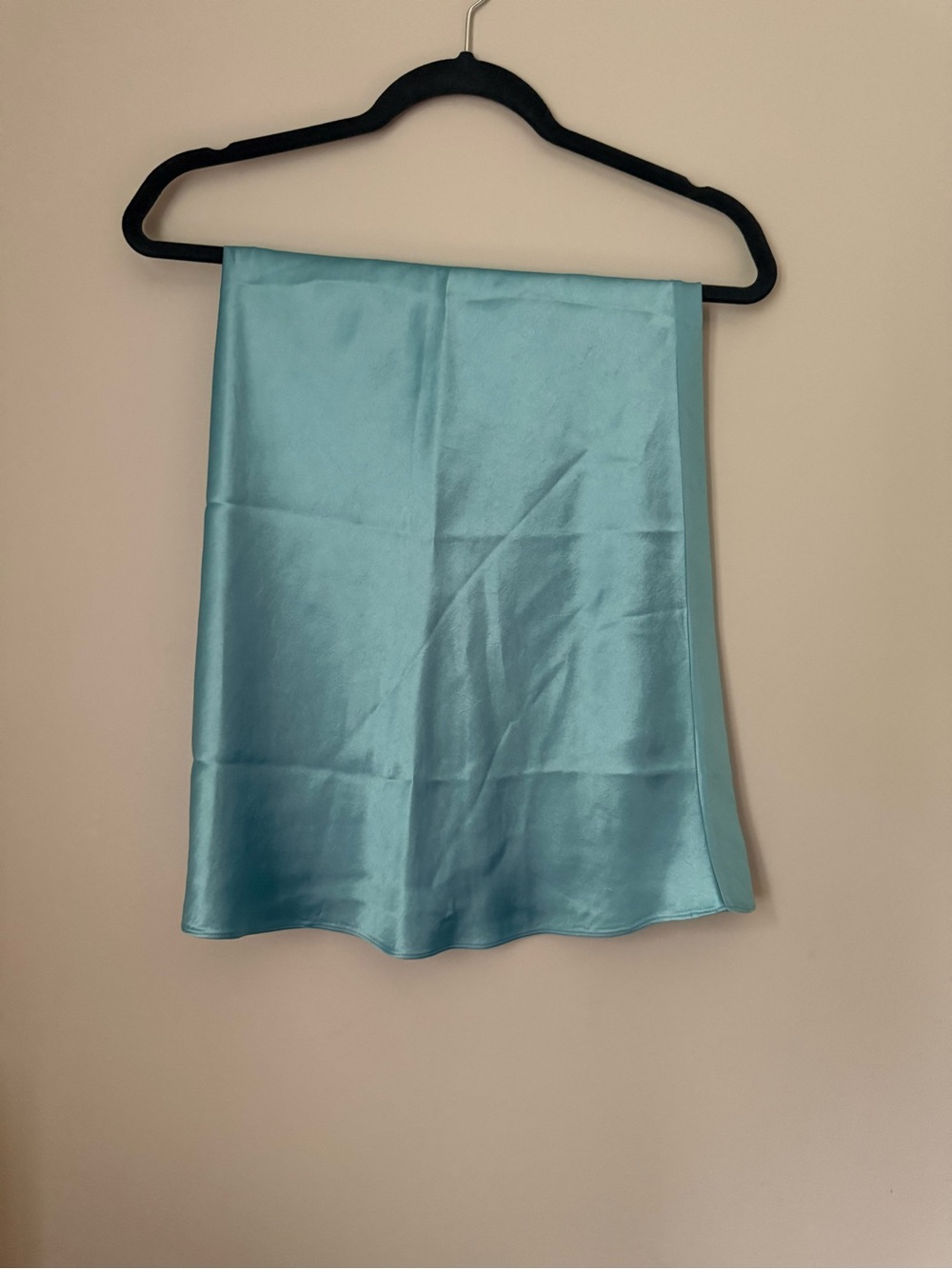 Babaton Satin Mini Skirt in Light Aqua Blue